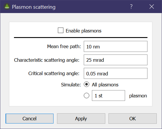 Plasmon dialog